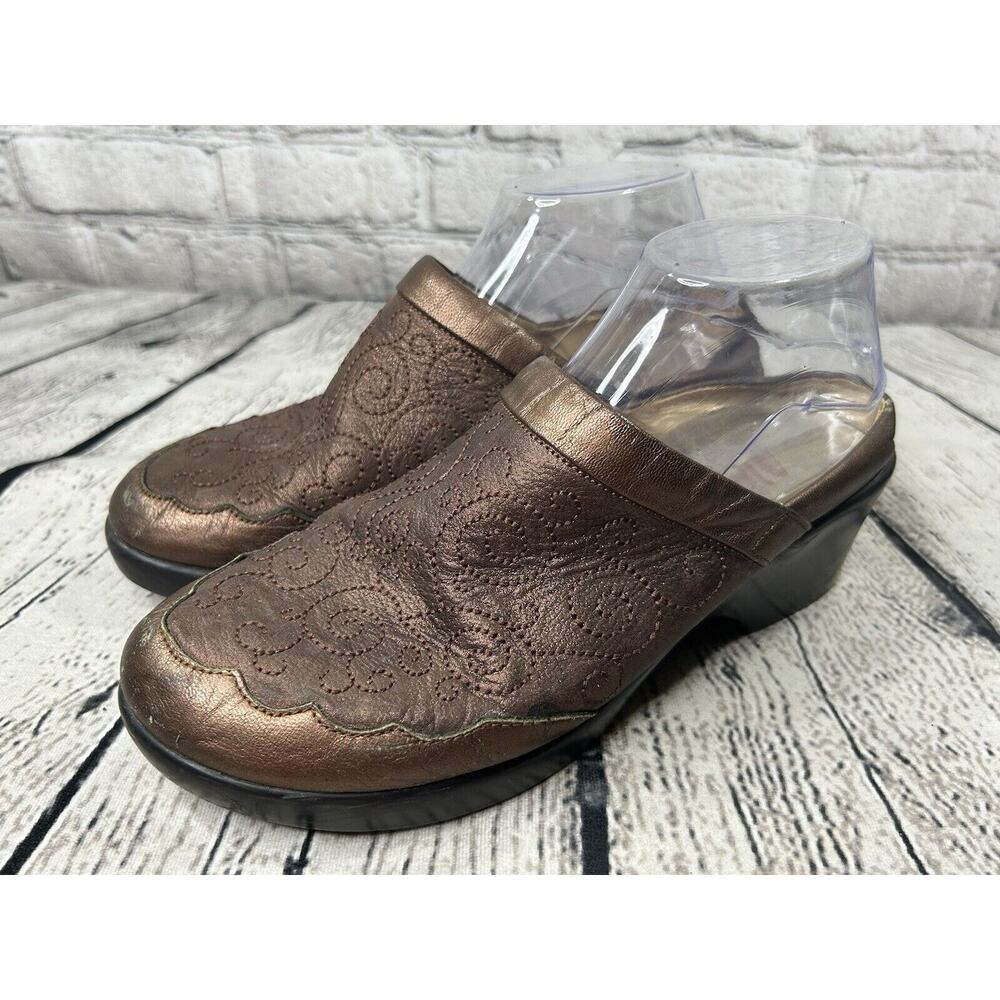 ALEGRIA Isabelle Isa-201 Women’s Size 39 Brown Bronze Leather Slip On Clog Shoes